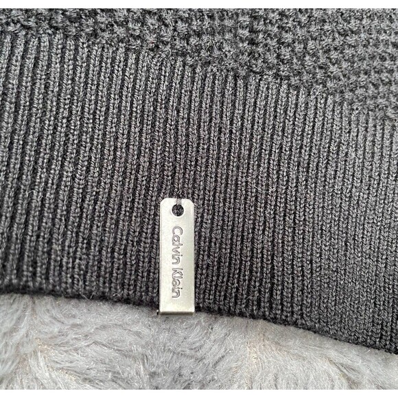 Calvin Klein Men’s Black Gray Striped Knit Pullover Sweater Sz L NWT 100% Cotton - Picture 12 of 15